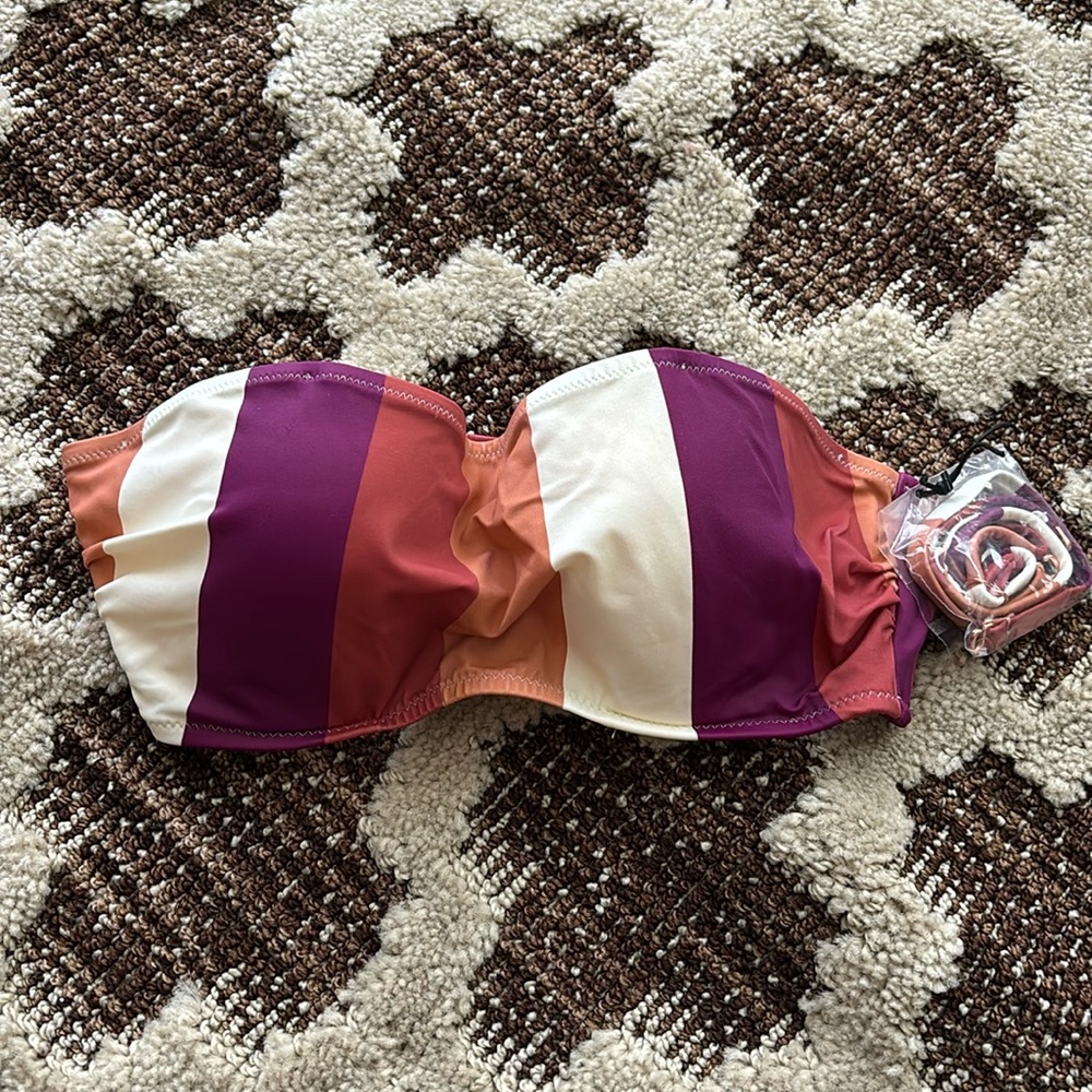 Shade & Shore Adjustable Striped Bikini Top